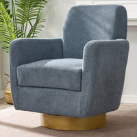 Ergonomic 360-Degree Rotating Armchair In Skin-Friendly Cotton Linen For Living Room And Bedroom Decor