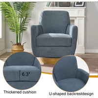 Ergonomic 360-Degree Rotating Armchair In Skin-Friendly Cotton Linen For Living Room And Bedroom Decor