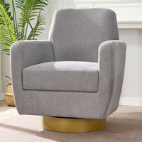 Ergonomic 360-Degree Rotating Armchair In Skin-Friendly Cotton Linen For Living Room And Bedroom Decor