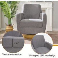 Ergonomic 360-Degree Rotating Armchair In Skin-Friendly Cotton Linen For Living Room And Bedroom Decor