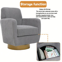 Ergonomic 360-Degree Rotating Armchair In Skin-Friendly Cotton Linen For Living Room And Bedroom Decor