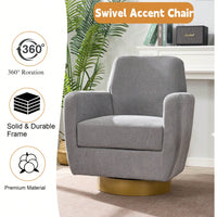 Ergonomic 360-Degree Rotating Armchair In Skin-Friendly Cotton Linen For Living Room And Bedroom Decor