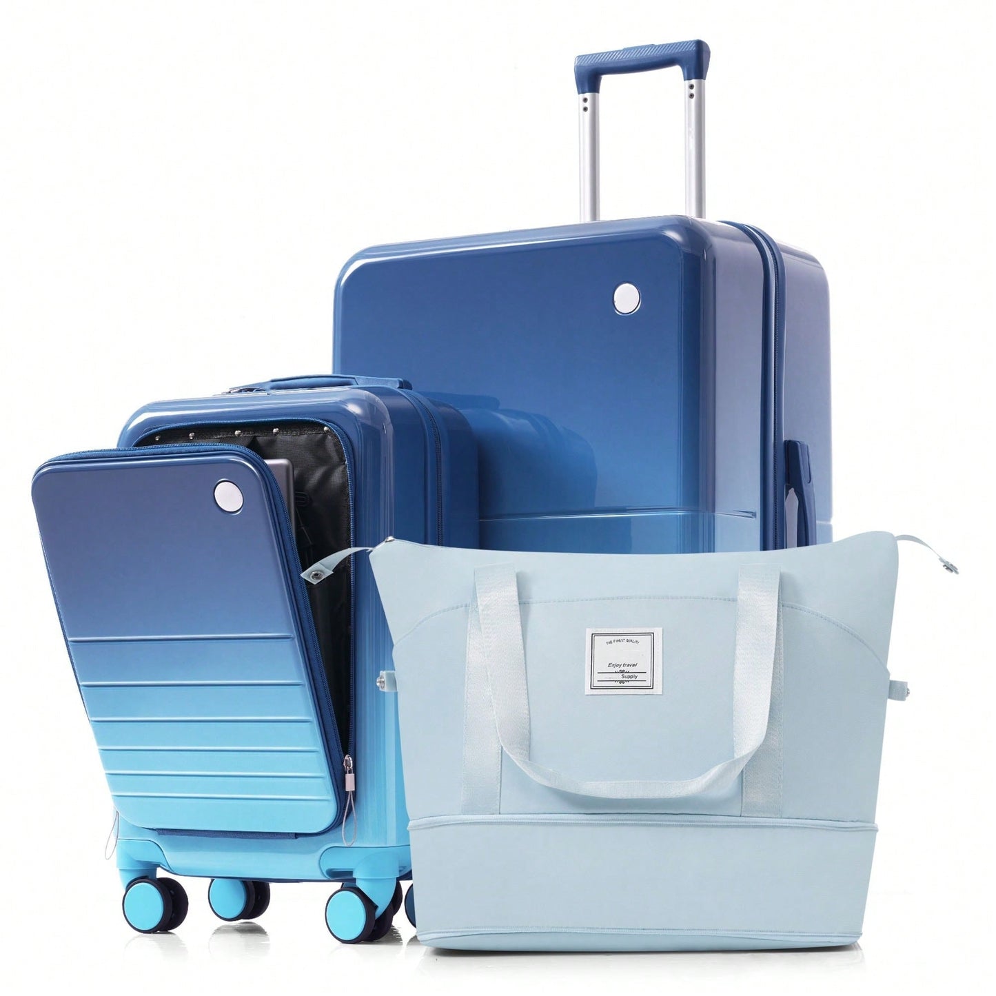 Versatile 3-Piece Luggage Set With 20-Inch Carry-On, 28-Inch Suitcase, And Expandable Travel Bag In Blue