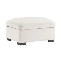 Elegant White Velvet Storage Ottoman With Stylish Design And Ample Space