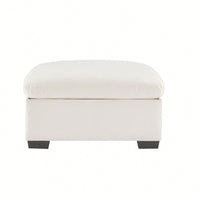 Elegant White Velvet Storage Ottoman With Stylish Design And Ample Space