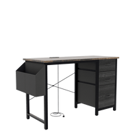 Office Desk With Power Outlet, 3 Drawers, Side Pocket, Easy Assembly, Reversible Frame For Home Office And Study Rustic Brown