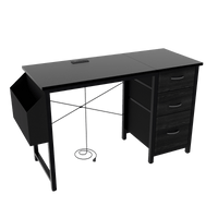 Office Desk With Power Outlet, 3 Drawers, Side Pocket, Easy Assembly, Reversible Frame For Home Office And Study Rustic Brown