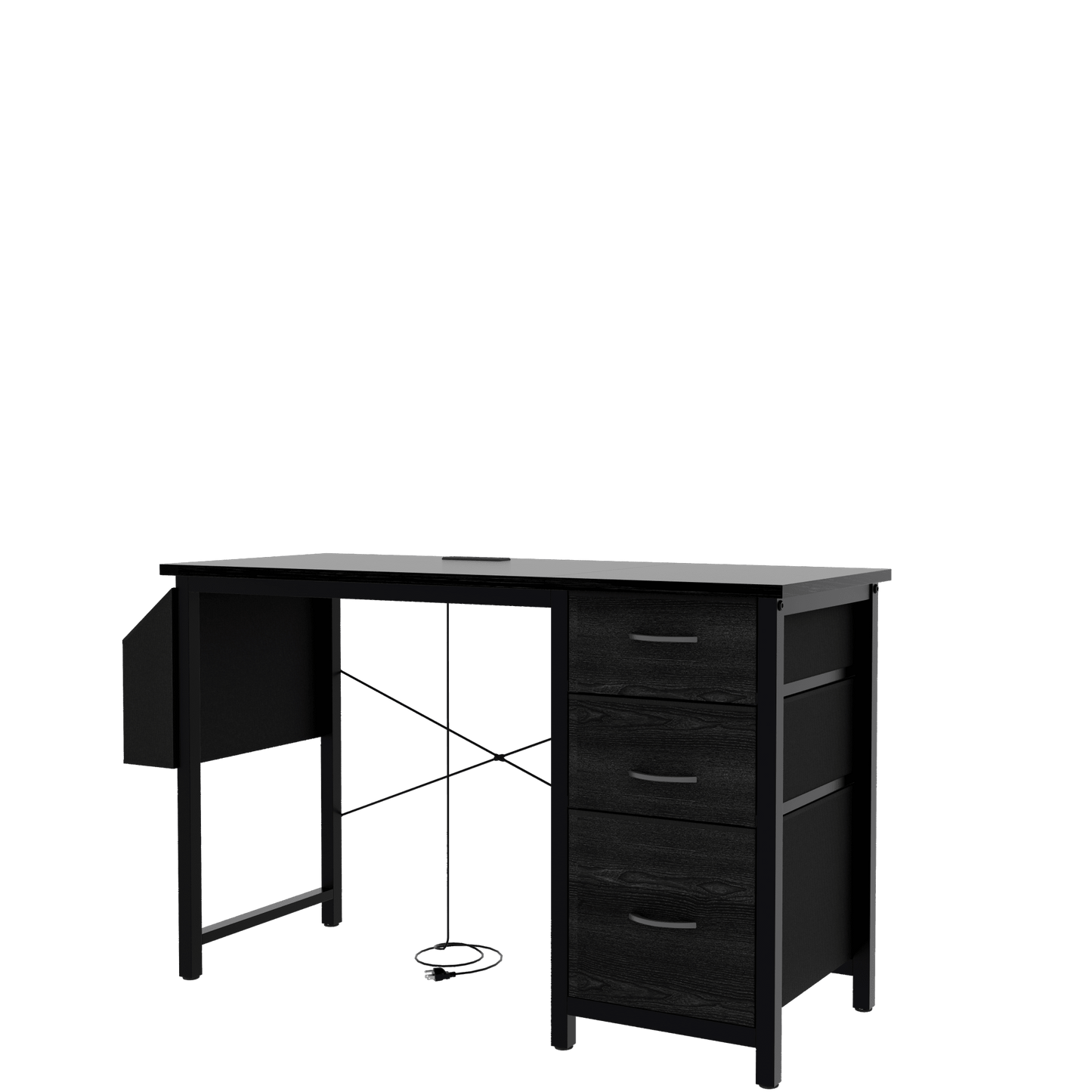 Office Desk With Power Outlet, 3 Drawers, Side Pocket, Easy Assembly, Reversible Frame For Home Office And Study Rustic Brown