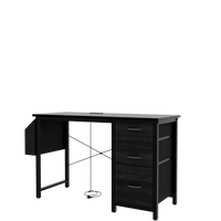 Office Desk With Power Outlet, 3 Drawers, Side Pocket, Easy Assembly, Reversible Frame For Home Office And Study Rustic Brown