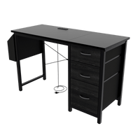 Office Desk With Power Outlet, 3 Drawers, Side Pocket, Easy Assembly, Reversible Frame For Home Office And Study Rustic Brown