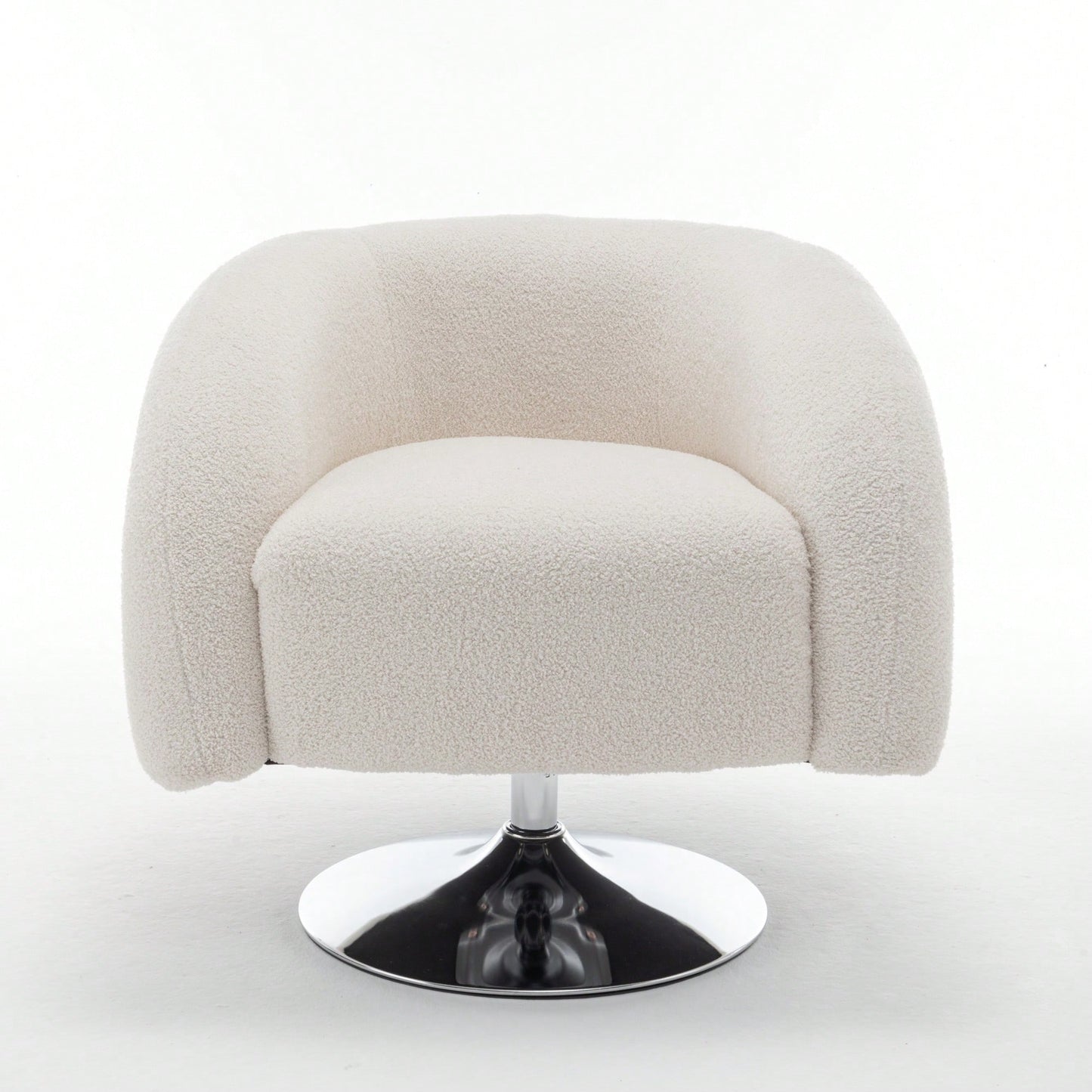 Fluffy White Swivel Sofa Chair For Living Room And Bedroom Cozy Teddy Upholstered Reading Chair