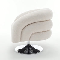 Fluffy White Swivel Sofa Chair For Living Room And Bedroom Cozy Teddy Upholstered Reading Chair