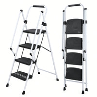 Lightweight Folding Four-Step Ladder With Anti-Skid Pedals And Safety Handle For Home Kitchen Office Use
