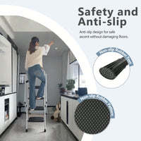 Lightweight Folding Four-Step Ladder With Anti-Skid Pedals And Safety Handle For Home Kitchen Office Use