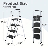 Lightweight Folding Four-Step Ladder With Anti-Skid Pedals And Safety Handle For Home Kitchen Office Use