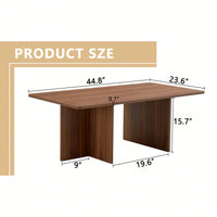 Modern 44.8 Inch Walnut Wood Grain MDF Coffee Table With Stable Triangular Support For Living Room And Bedroom
