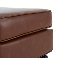 PU Leather Ottoman With Solid Wood Legs And Rolling Casters For Versatile Home Decor Brown