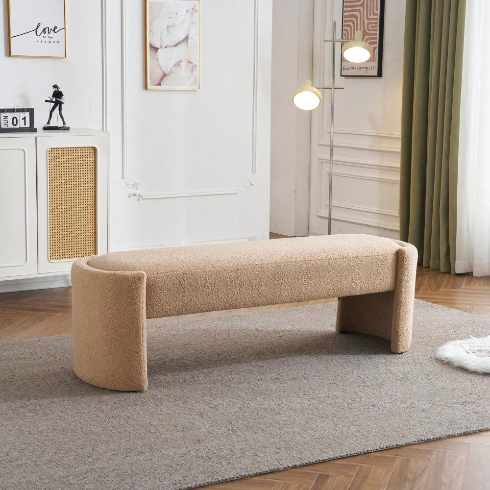 Elegant Beige Long Ottoman Bench For Stylish Home Decor And Seating