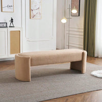 Elegant Beige Long Ottoman Bench For Stylish Home Decor And Seating