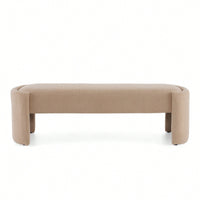 Elegant Beige Long Ottoman Bench For Stylish Home Decor And Seating
