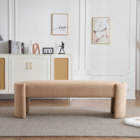 Elegant Beige Long Ottoman Bench For Stylish Home Decor And Seating