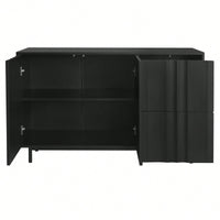 Wave Pattern Storage Cabinet With 2 Doors And 2 Drawers Adjustable Design For Study Entrance And Living Room