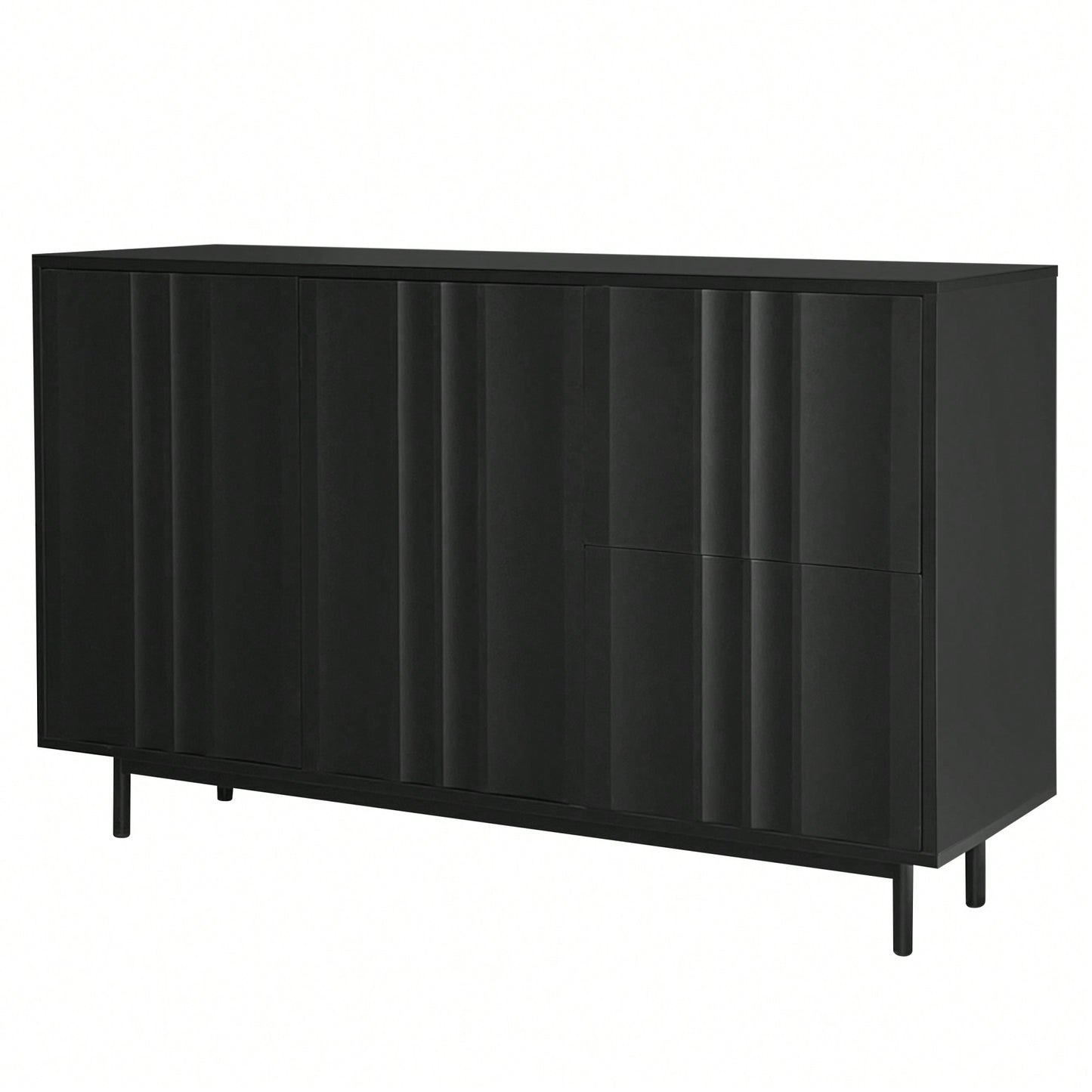 Wave Pattern Storage Cabinet With 2 Doors And 2 Drawers Adjustable Design For Study Entrance And Living Room