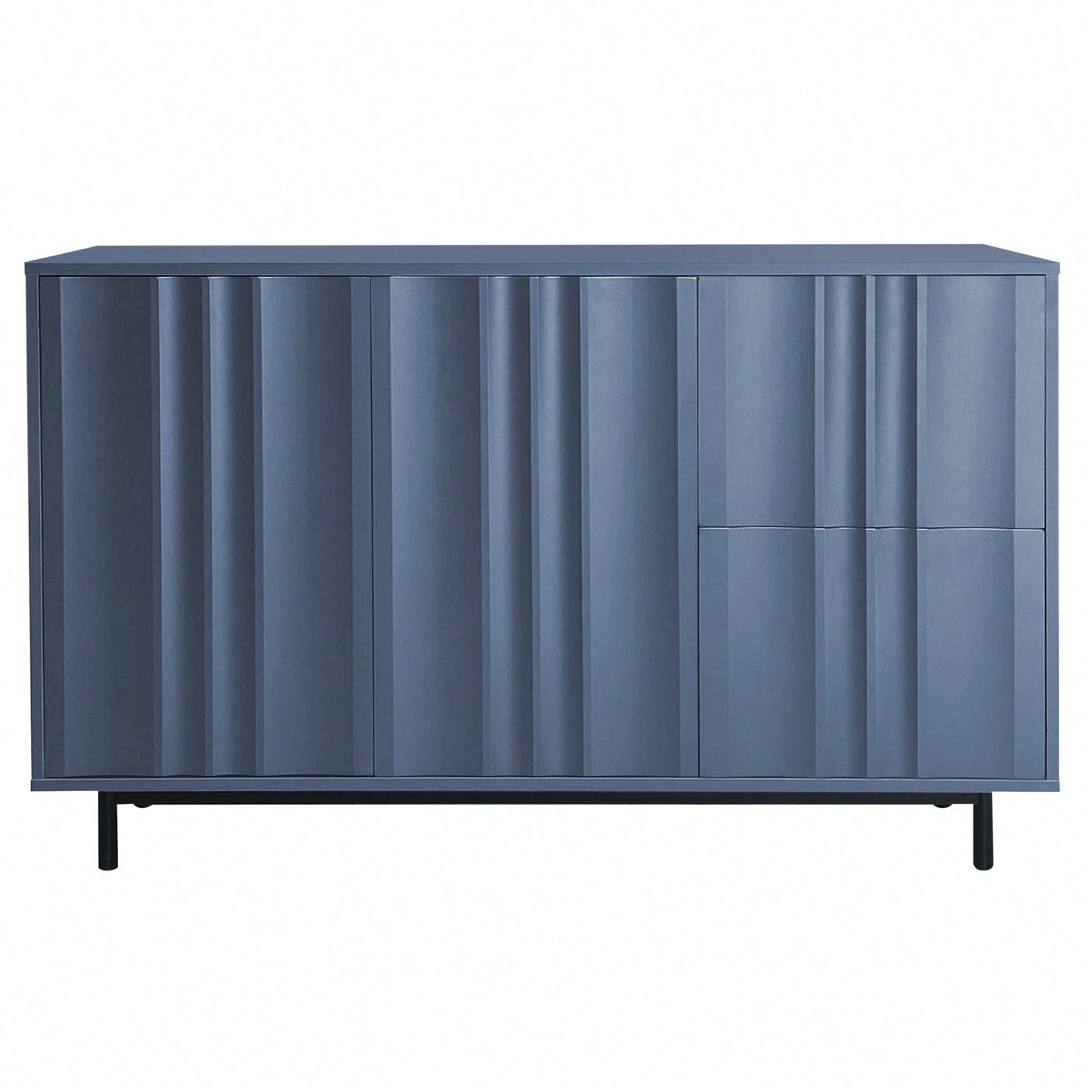 Wave Pattern Storage Cabinet With 2 Doors And 2 Drawers Adjustable Design For Study Entrance And Living Room