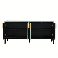 Wooden Storage Cabinet Sideboard With 4 Doors For Hallway Entryway Living Room Adjustable Shelves