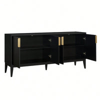 Wooden Storage Cabinet Sideboard With 4 Doors For Hallway Entryway Living Room Adjustable Shelves