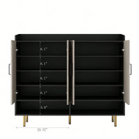 Modern Slim Black Shoe Storage Cabinet With 4 Doors And Adjustable Shelves For Entryway And Closet Organization