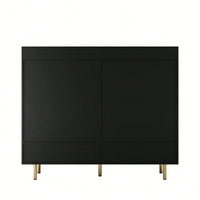 Modern Slim Black Shoe Storage Cabinet With 4 Doors And Adjustable Shelves For Entryway And Closet Organization