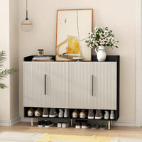 Modern Large Shoe Storage Organizer Cabinet With 4 Doors And Adjustable Shelves For Entryway And Living Room In Black