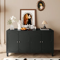 4 Door Wooden Accent Cabinet For Living Room Entryway Hallway Office Kitchen And Dining Room Storage Solution Matte Black