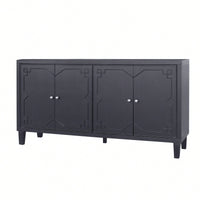 4 Door Wooden Accent Cabinet For Living Room Entryway Hallway Office Kitchen And Dining Room Storage Solution Matte Black