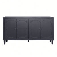 4 Door Wooden Accent Cabinet For Living Room Entryway Hallway Office Kitchen And Dining Room Storage Solution Matte Black