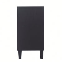 4 Door Wooden Accent Cabinet For Living Room Entryway Hallway Office Kitchen And Dining Room Storage Solution Matte Black