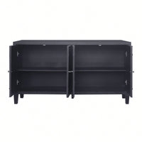 4 Door Wooden Accent Cabinet For Living Room Entryway Hallway Office Kitchen And Dining Room Storage Solution Matte Black