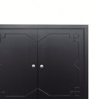 4 Door Wooden Accent Cabinet For Living Room Entryway Hallway Office Kitchen And Dining Room Storage Solution Matte Black