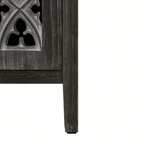 Hollow Four Door Antique Cabinet In Rustic Black Finish For Living Room Or Kitchen Storage