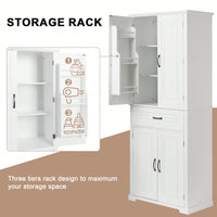 Versatile White Bathroom Storage Cabinet With Doors And Drawer Adjustable Shelves For Organized Space