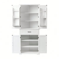 Versatile White Bathroom Storage Cabinet With Doors And Drawer Adjustable Shelves For Organized Space