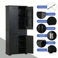 Versatile White Bathroom Storage Cabinet With Doors And Drawer Adjustable Shelves For Organized Space