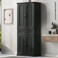 Versatile White Bathroom Storage Cabinet With Doors And Drawer Adjustable Shelves For Organized Space