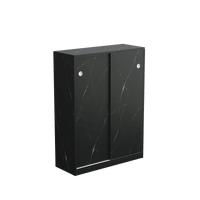 Marble Black Sliding Door Shoe Cabinet With 6 Layers For Up To 30 Pairs Of Shoes