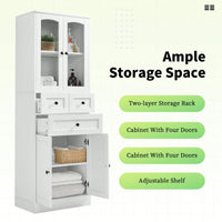 Elegant White Bathroom Storage Cabinet With Four Doors And Drawers Adjustable Shelves MDF Design