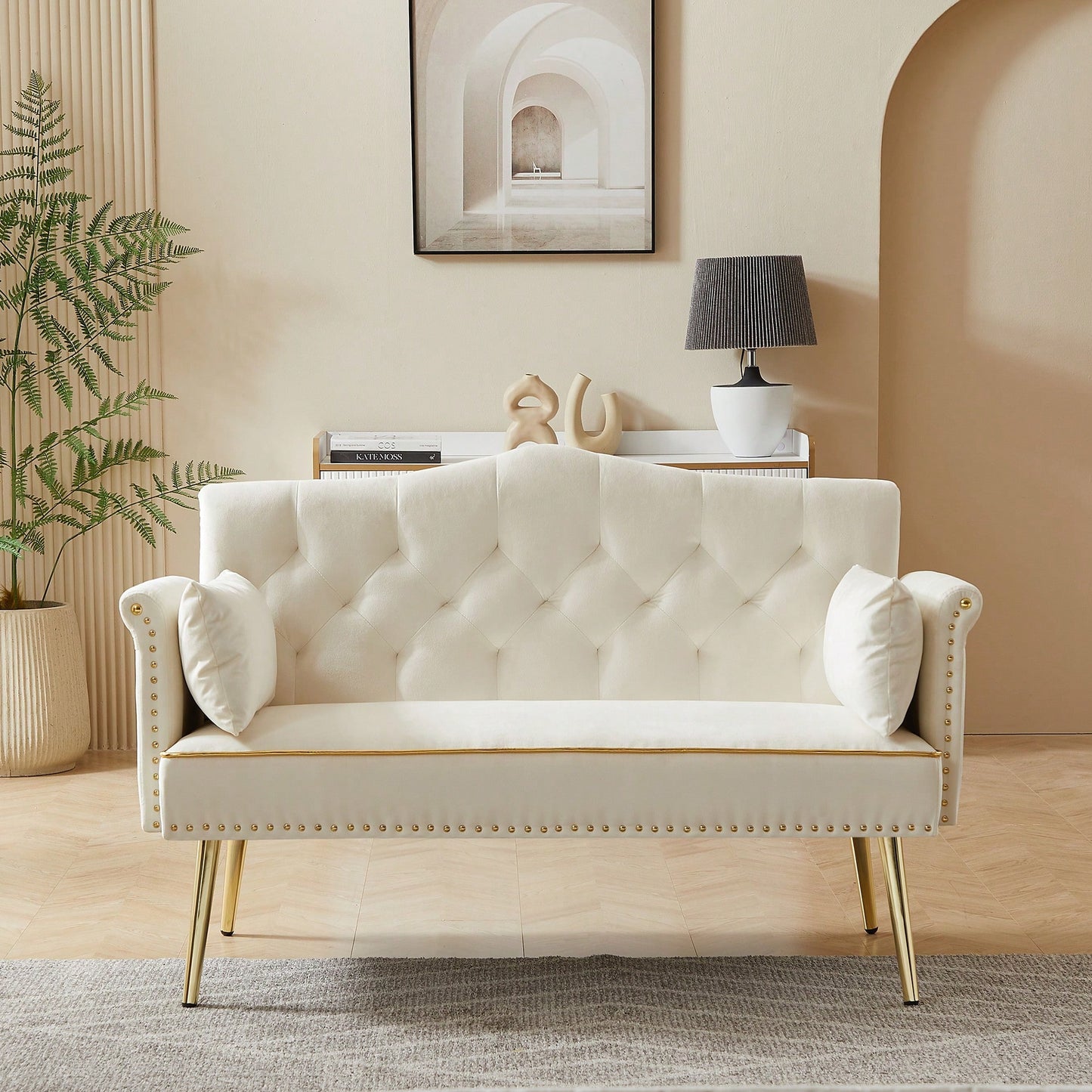 Elegant Cream White Two Seater Sofa For Modern Living Spaces