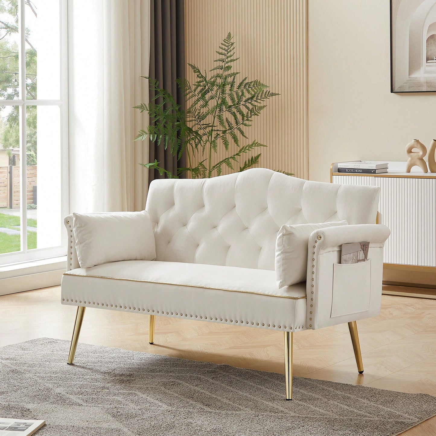 Elegant Cream White Two Seater Sofa For Modern Living Spaces