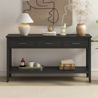 Modern 3-Drawer Console Table With Shelf For Entryway Hallway Living Room Foyer And Corridor