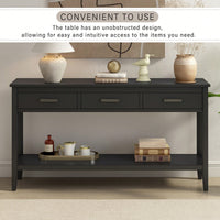 Modern 3-Drawer Console Table With Shelf For Entryway Hallway Living Room Foyer And Corridor